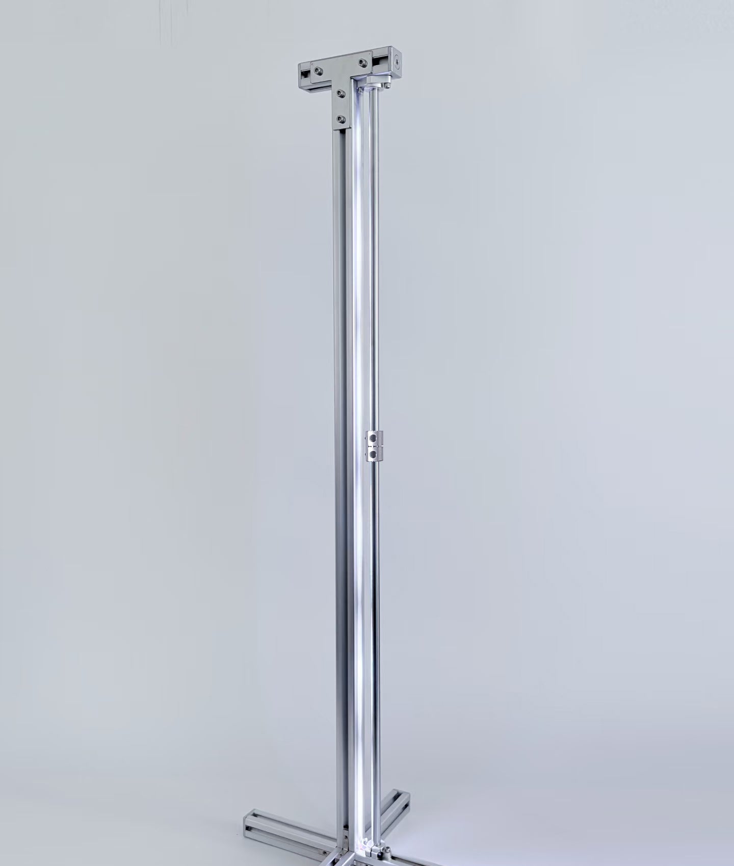 HushLume 3030 European standard aluminum extrusion RGB corner floor lamp, minimalist studio product shot on a white background.